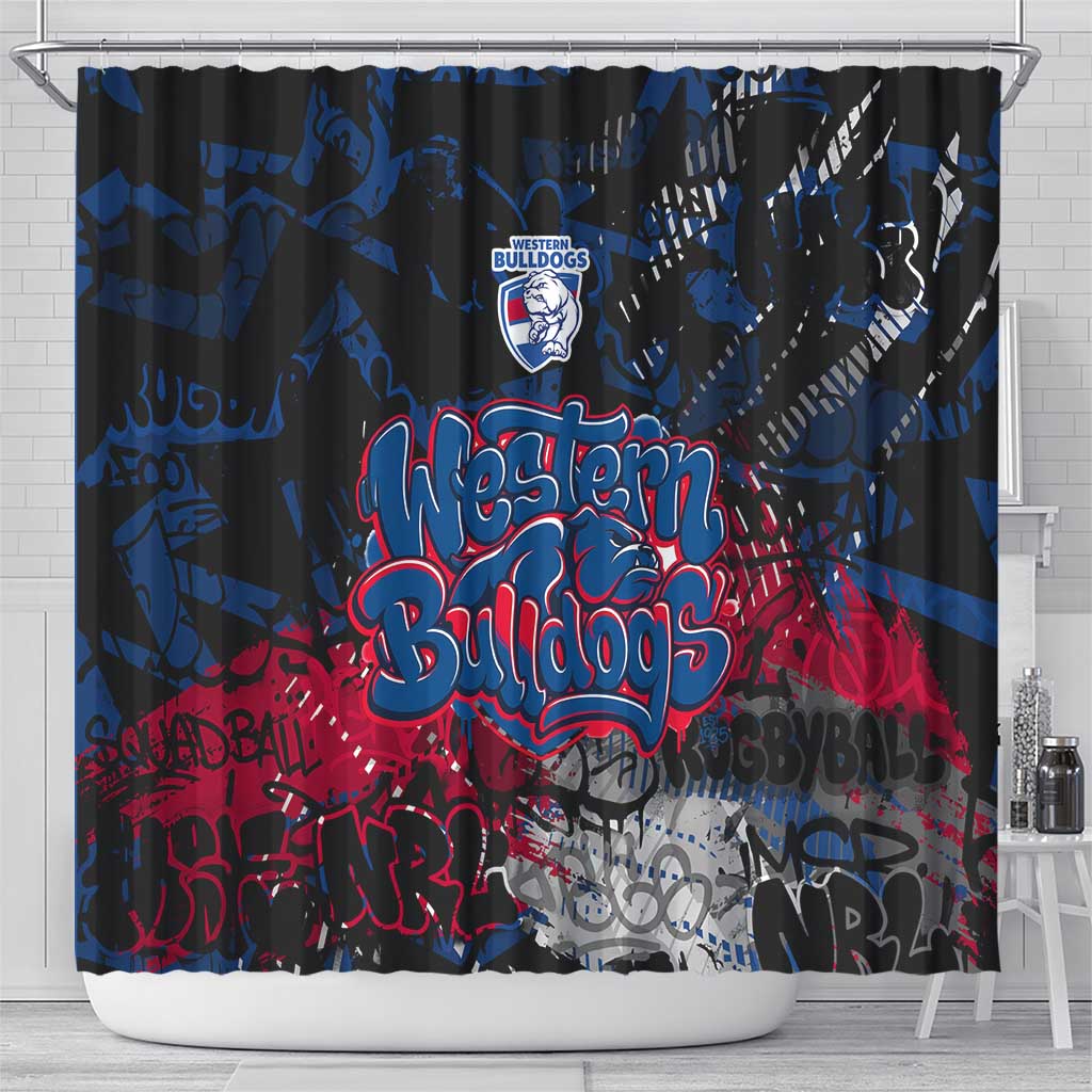 Western Bulldogs Shower Curtain Urban Graffiti Street Art - Bold Abstract Spray Paint