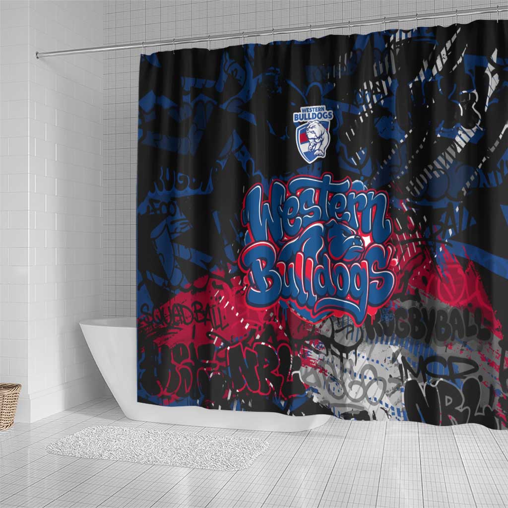 Western Bulldogs Shower Curtain Urban Graffiti Street Art - Bold Abstract Spray Paint
