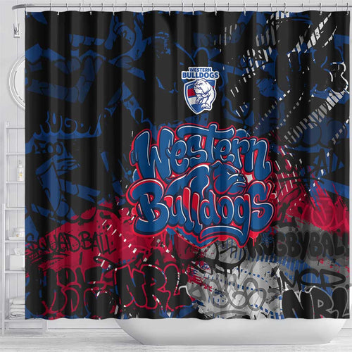 Western Bulldogs Shower Curtain Urban Graffiti Street Art - Bold Abstract Spray Paint