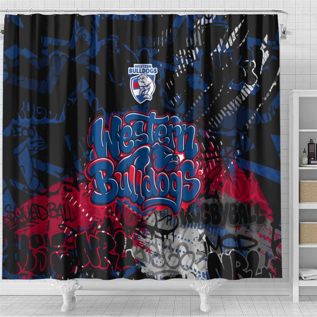 Western Bulldogs Shower Curtain Urban Graffiti Street Art - Bold Abstract Spray Paint