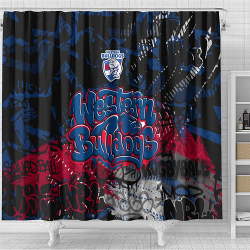 Western Bulldogs Shower Curtain Urban Graffiti Street Art - Bold Abstract Spray Paint