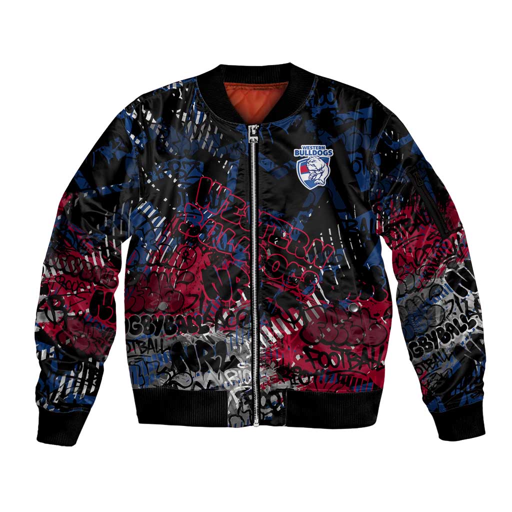 Western Bulldogs Sleeve Zip Bomber Jacket Urban Graffiti Street Art - Bold Abstract Spray Paint
