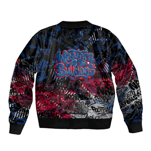 Western Bulldogs Sleeve Zip Bomber Jacket Urban Graffiti Street Art - Bold Abstract Spray Paint