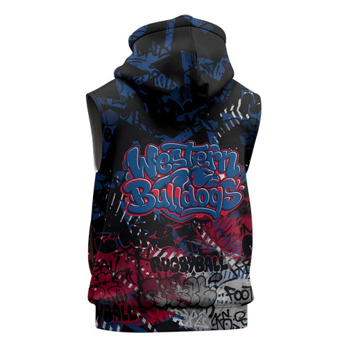 Western Bulldogs Sleeveless Hoodie Urban Graffiti Street Art - Bold Abstract Spray Paint