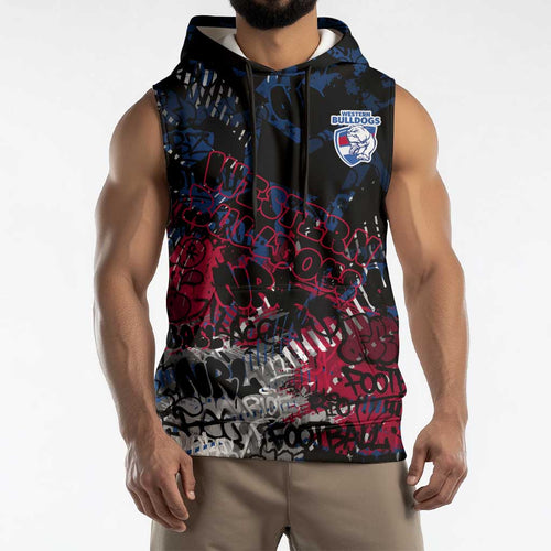 Western Bulldogs Sleeveless Hoodie Urban Graffiti Street Art - Bold Abstract Spray Paint