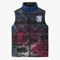 Western Bulldogs Sleeveless Puffer Jacket Urban Graffiti Street Art - Bold Abstract Spray Paint