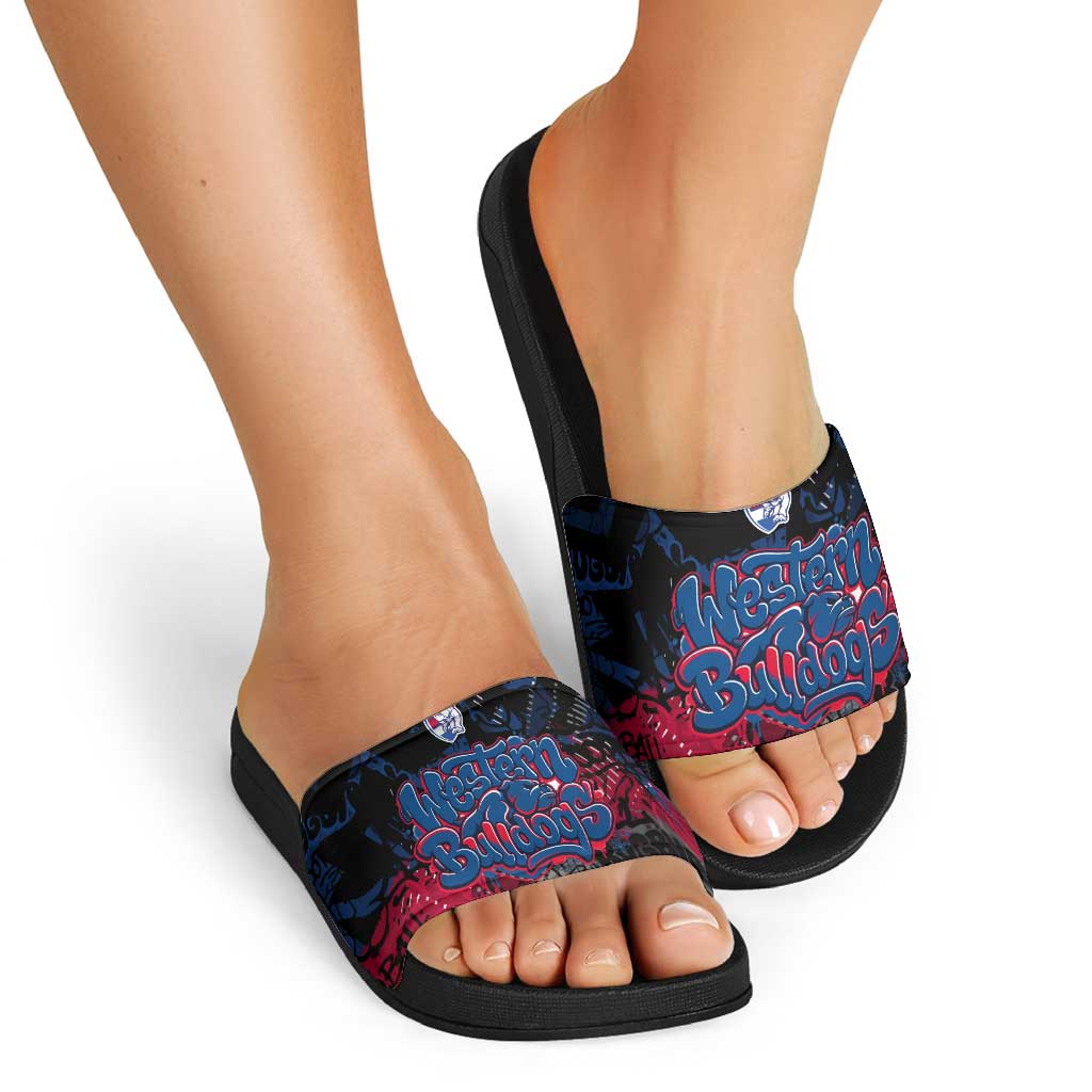 Western Bulldogs Slide Sandals Urban Graffiti Street Art - Bold Abstract Spray Paint
