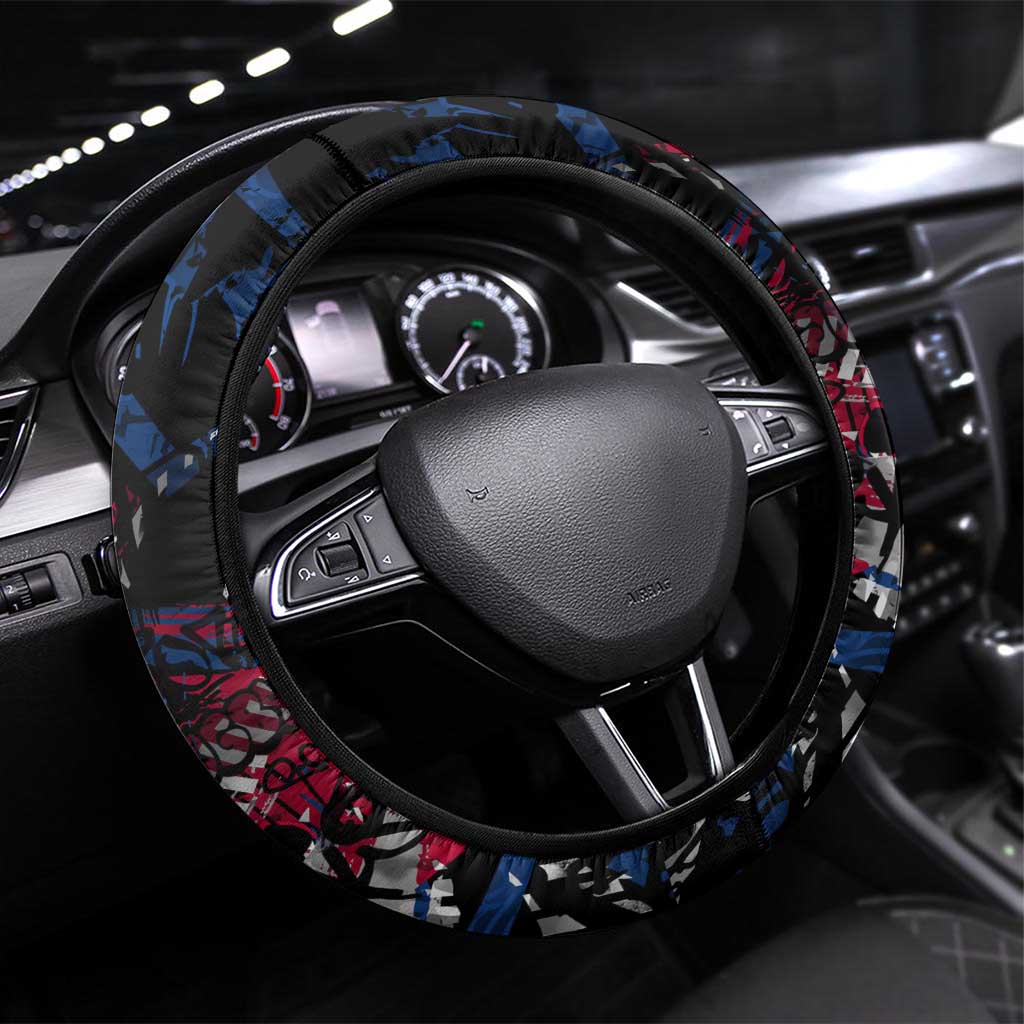 Western Bulldogs Steering Wheel Cover Urban Graffiti Street Art - Bold Abstract Spray Paint