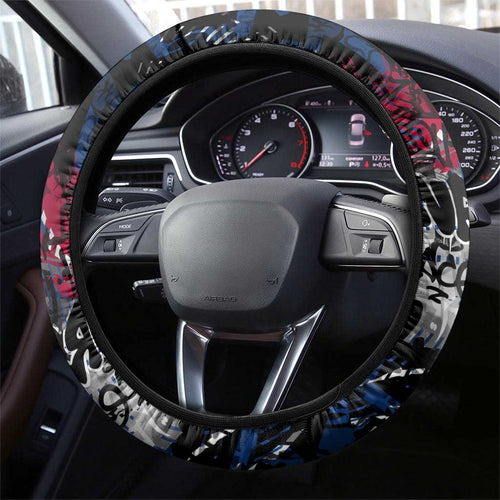 Western Bulldogs Steering Wheel Cover Urban Graffiti Street Art - Bold Abstract Spray Paint
