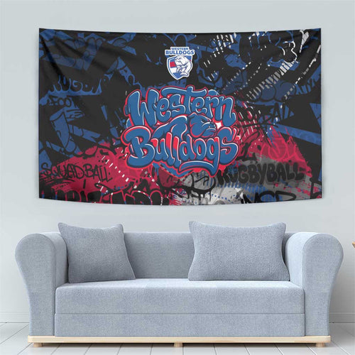 Western Bulldogs Tapestry Urban Graffiti Street Art - Bold Abstract Spray Paint