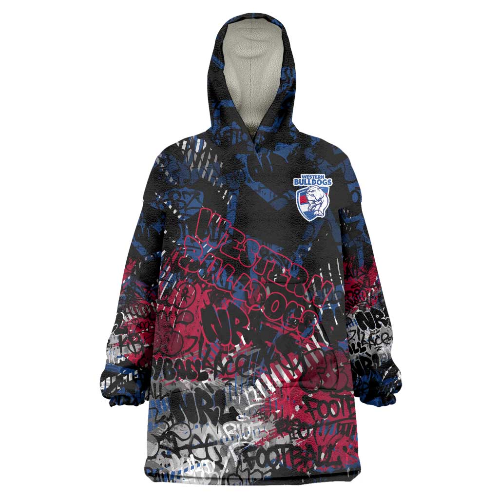 Western Bulldogs Wearable Blanket Hoodie Urban Graffiti Street Art - Bold Abstract Spray Paint