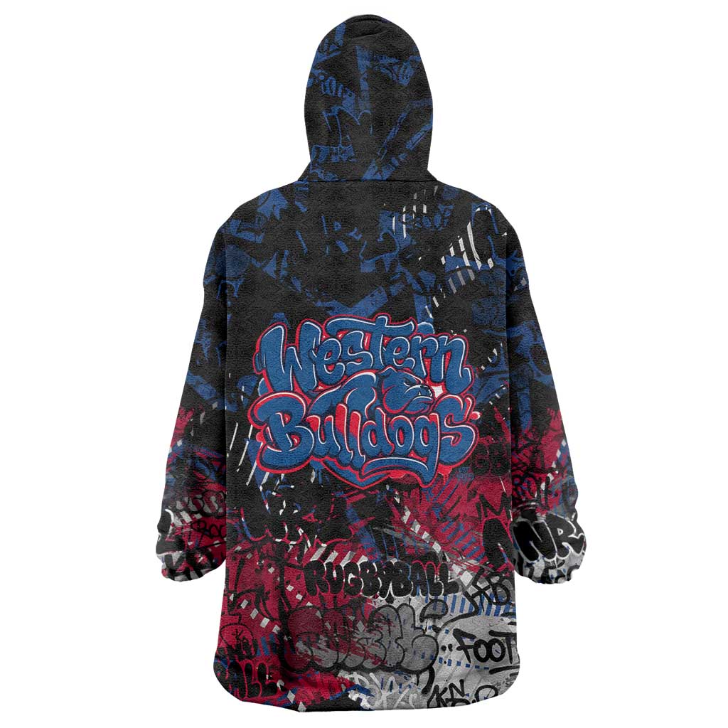 Western Bulldogs Wearable Blanket Hoodie Urban Graffiti Street Art - Bold Abstract Spray Paint
