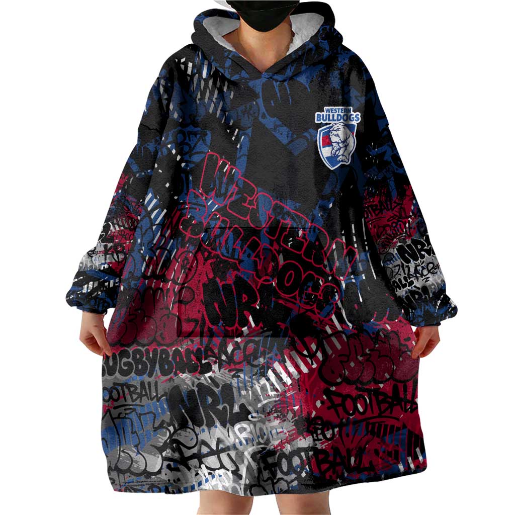 Western Bulldogs Wearable Blanket Hoodie Urban Graffiti Street Art - Bold Abstract Spray Paint