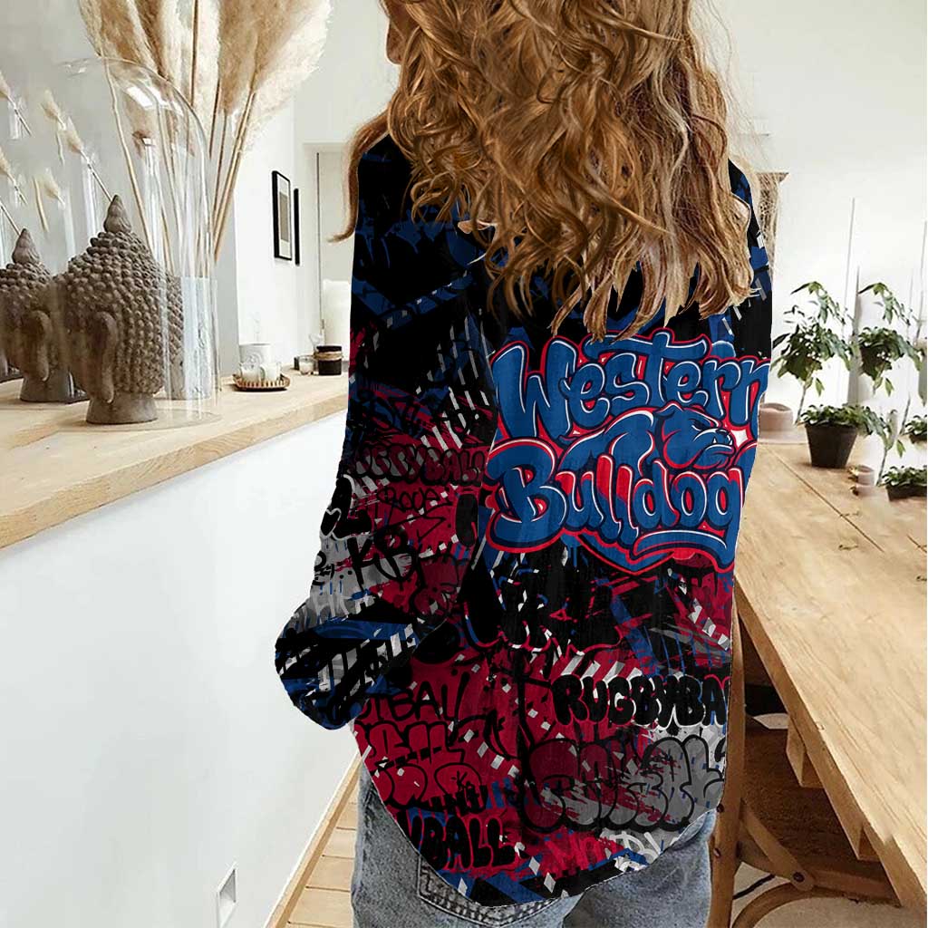 Western Bulldogs Women Casual Shirt Urban Graffiti Street Art - Bold Abstract Spray Paint