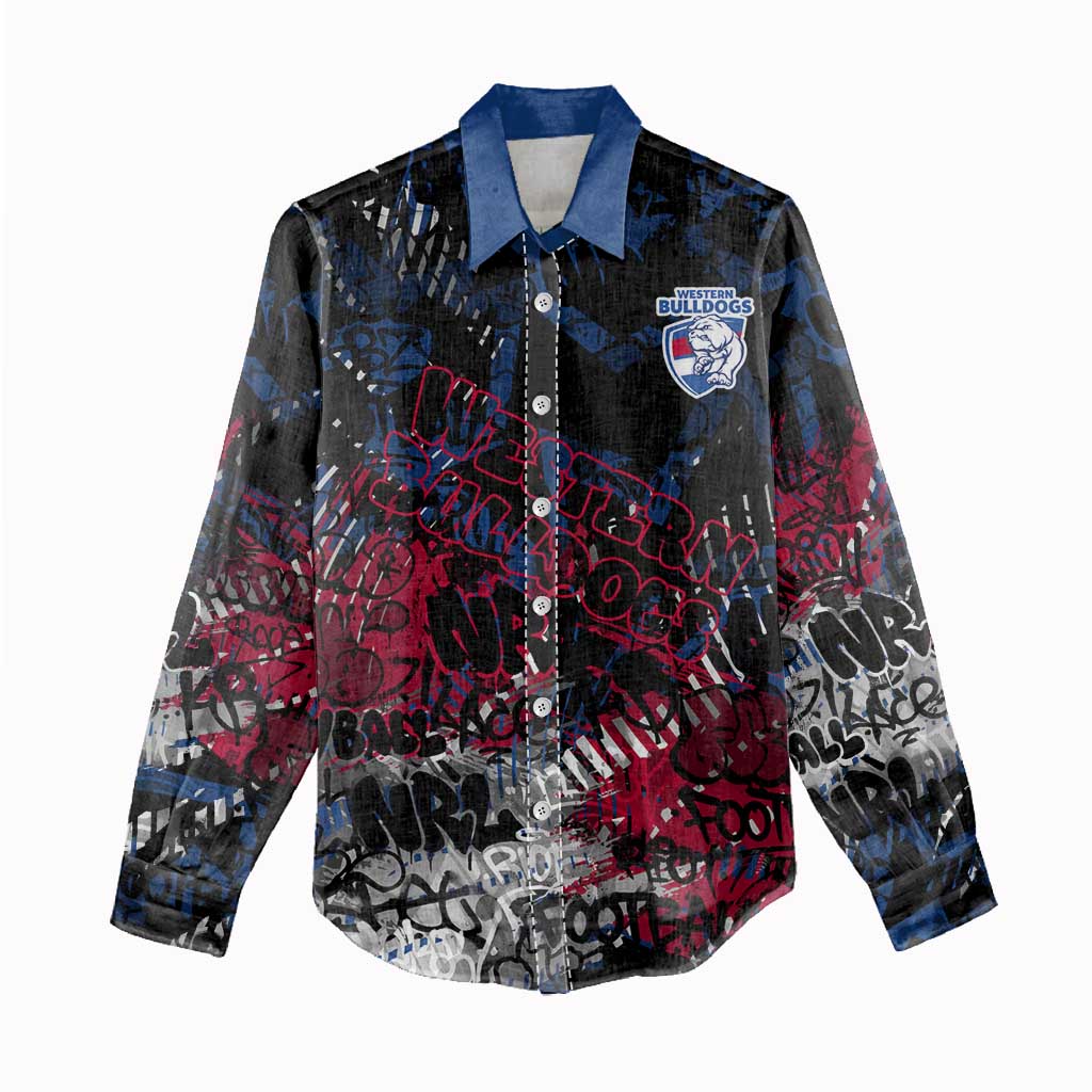 Western Bulldogs Women Casual Shirt Urban Graffiti Street Art - Bold Abstract Spray Paint