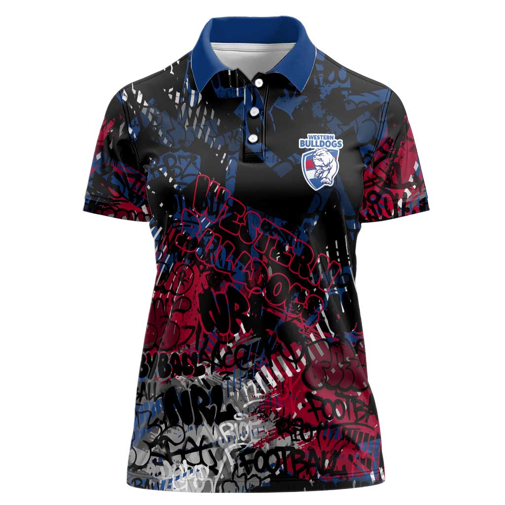 Western Bulldogs Women Polo Shirt Urban Graffiti Street Art - Bold Abstract Spray Paint