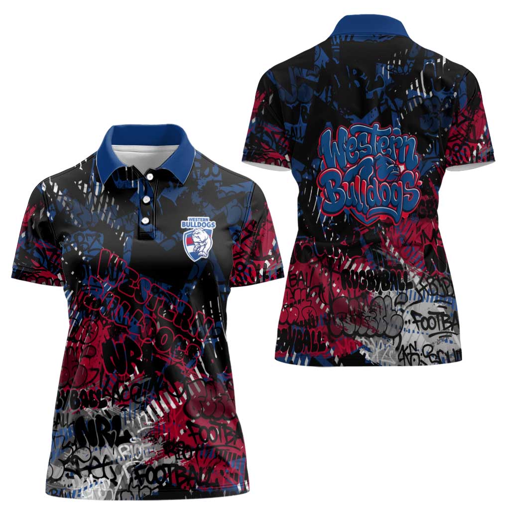 Western Bulldogs Women Polo Shirt Urban Graffiti Street Art - Bold Abstract Spray Paint