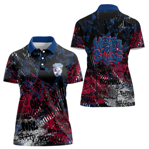 Western Bulldogs Women Polo Shirt Urban Graffiti Street Art - Bold Abstract Spray Paint
