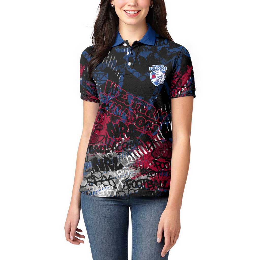 Western Bulldogs Women Polo Shirt Urban Graffiti Street Art - Bold Abstract Spray Paint