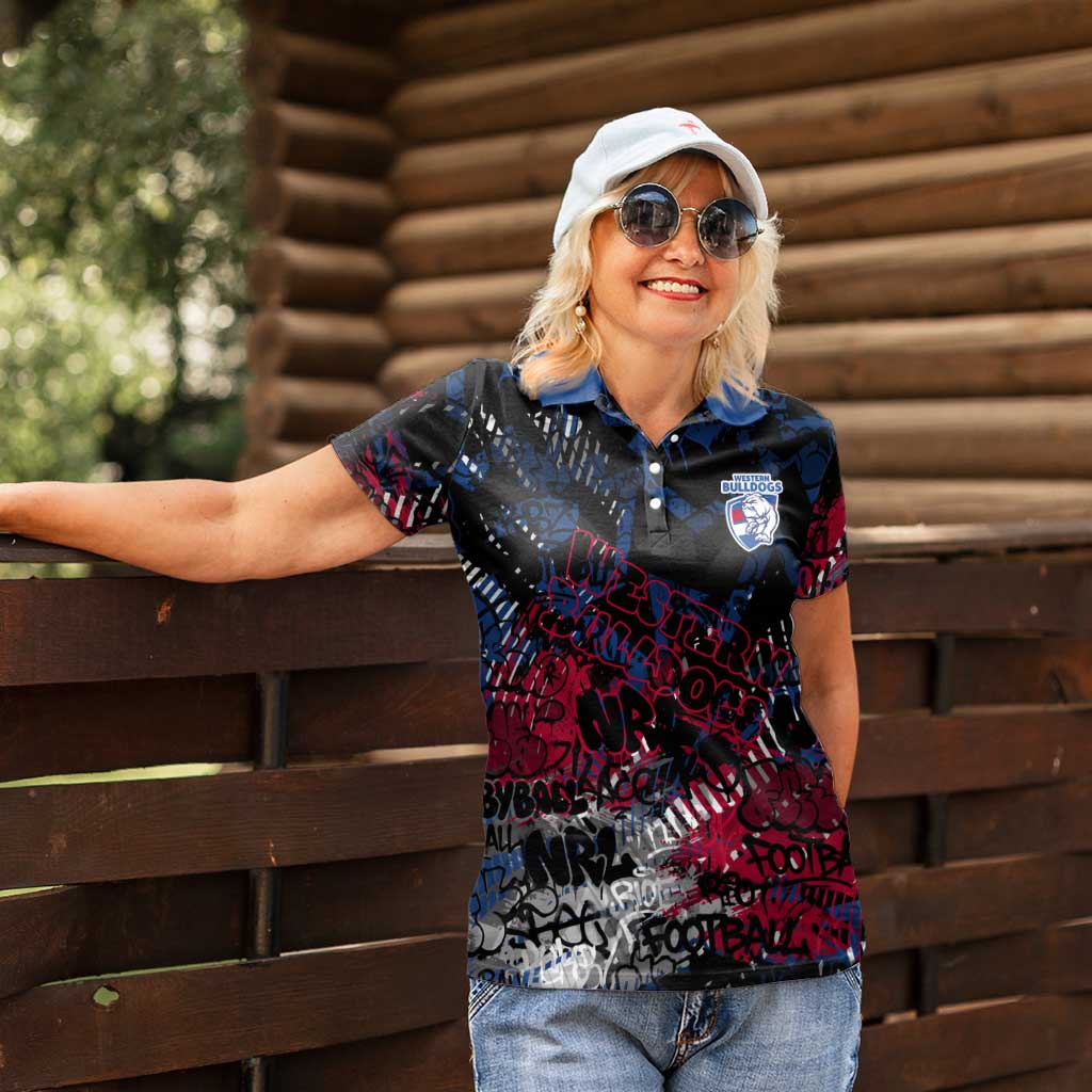 Western Bulldogs Women Polo Shirt Urban Graffiti Street Art - Bold Abstract Spray Paint