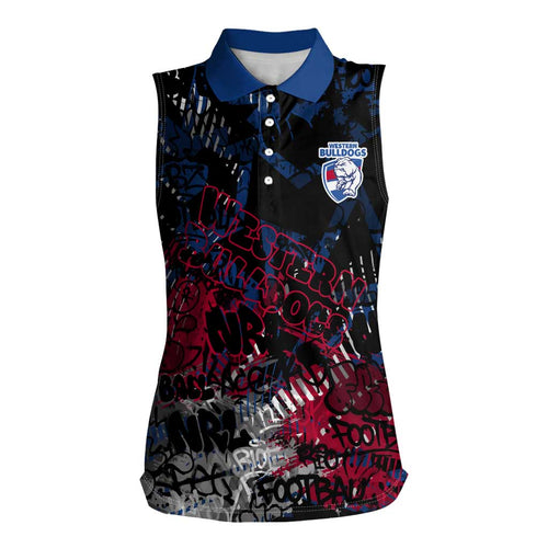 Western Bulldogs Women Sleeveless Polo Shirt Urban Graffiti Street Art - Bold Abstract Spray Paint
