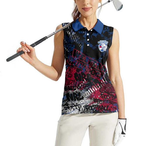Western Bulldogs Women Sleeveless Polo Shirt Urban Graffiti Street Art - Bold Abstract Spray Paint