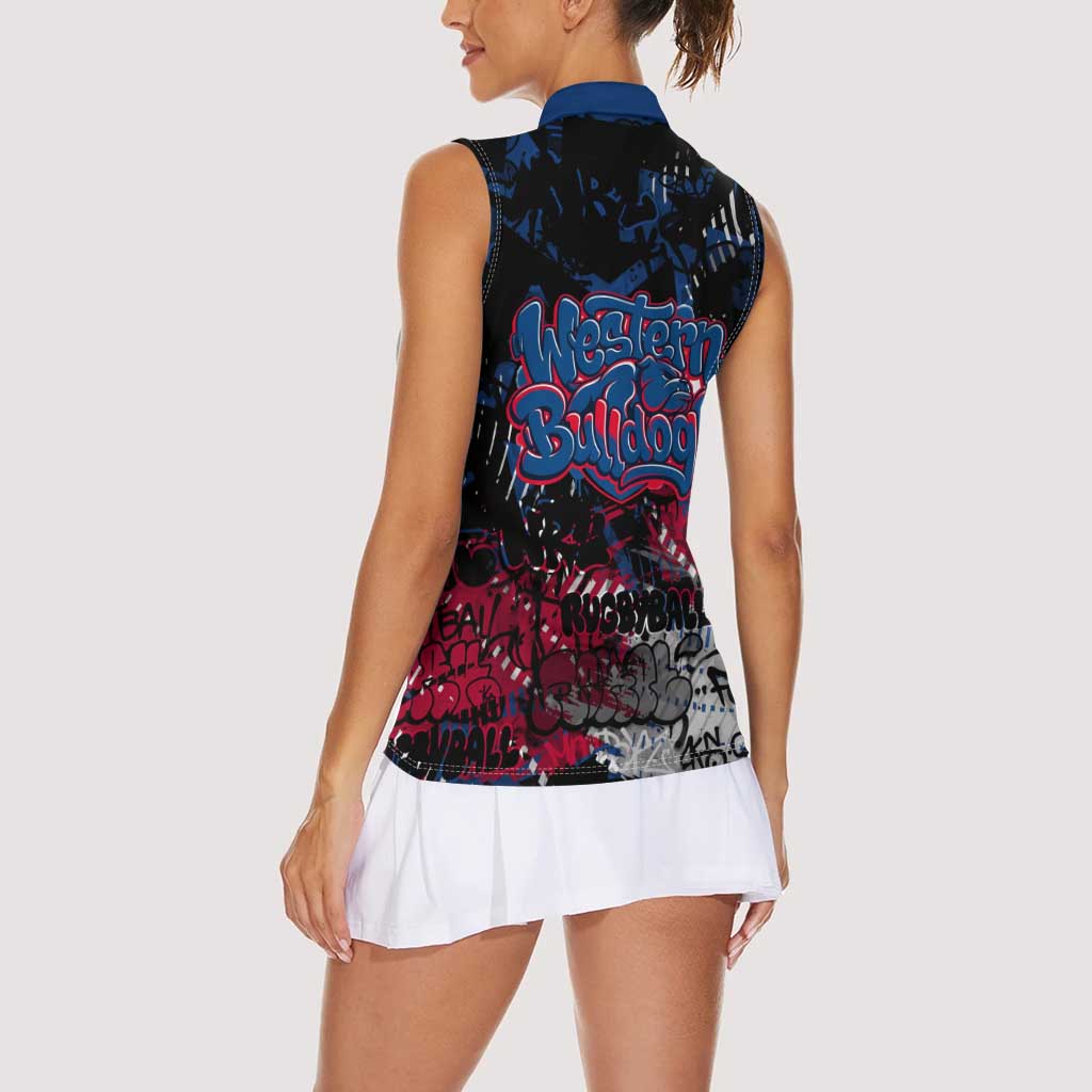 Western Bulldogs Women Sleeveless Polo Shirt Urban Graffiti Street Art - Bold Abstract Spray Paint