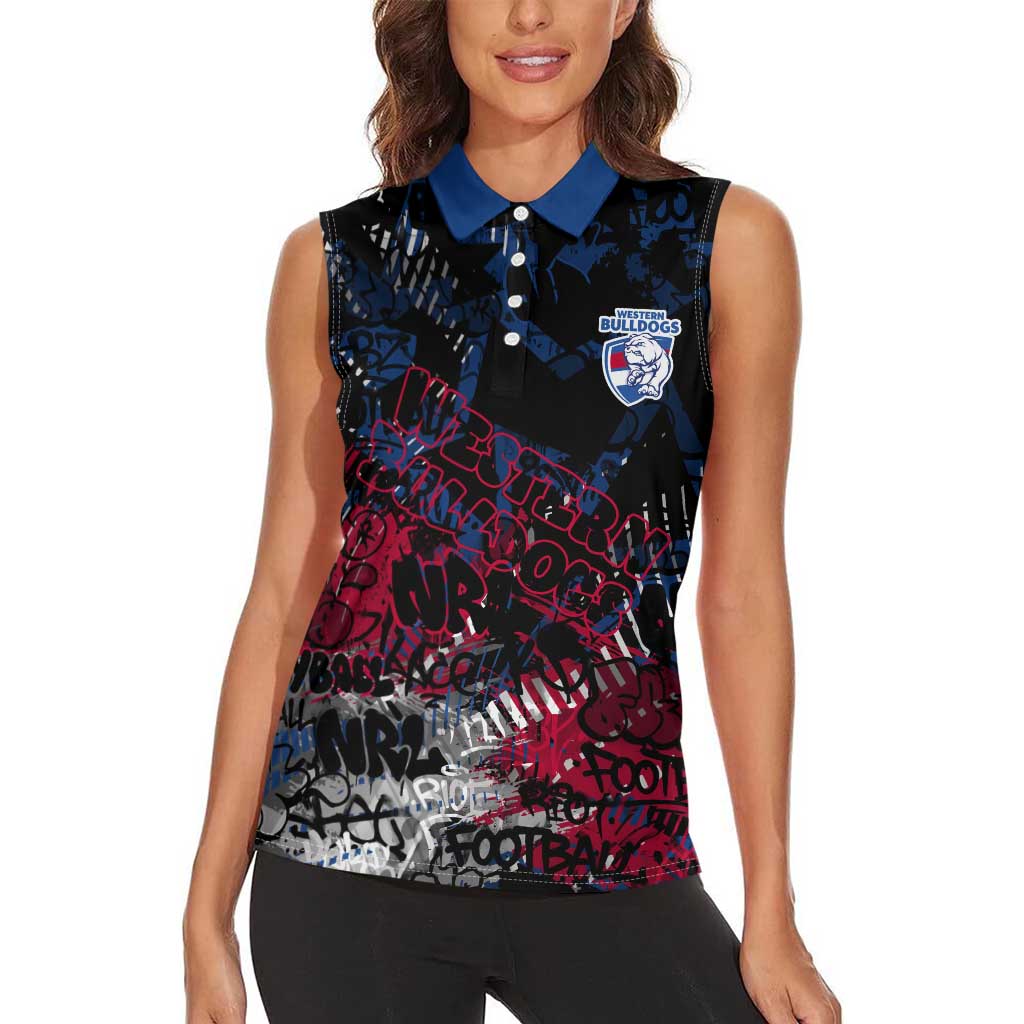 Western Bulldogs Women Sleeveless Polo Shirt Urban Graffiti Street Art - Bold Abstract Spray Paint
