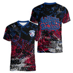 Western Bulldogs Women V-Neck T-Shirt Urban Graffiti Street Art - Bold Abstract Spray Paint