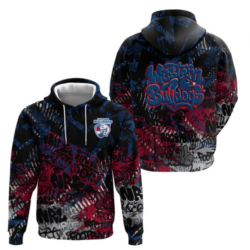Western Bulldogs Zip Hoodie Urban Graffiti Street Art - Bold Abstract Spray Paint