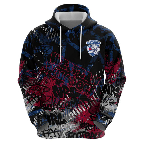 Western Bulldogs Zip Hoodie Urban Graffiti Street Art - Bold Abstract Spray Paint