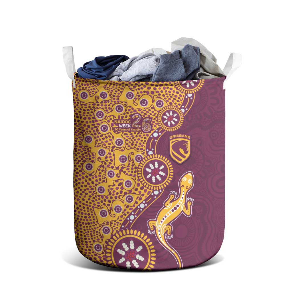 Brisbane Broncos NAIDOC Week 2026 Laundry Basket Aboriginal Lizard Dot Painting - 50 Years of Deadly
