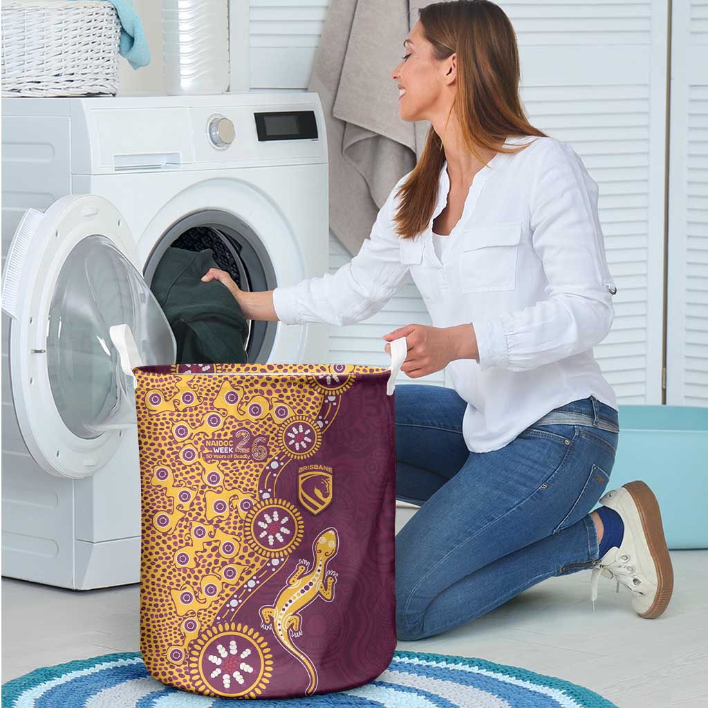 Brisbane Broncos NAIDOC Week 2026 Laundry Basket Aboriginal Lizard Dot Painting - 50 Years of Deadly