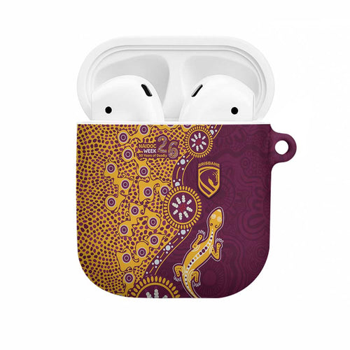 Brisbane Broncos NAIDOC Week 2026 AirPods Case Aboriginal Lizard Dot Painting - 50 Years of Deadly