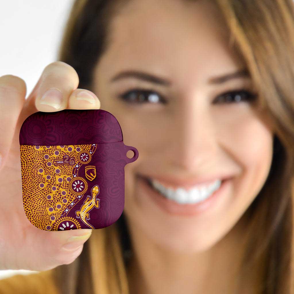 Brisbane Broncos NAIDOC Week 2026 AirPods Case Aboriginal Lizard Dot Painting - 50 Years of Deadly