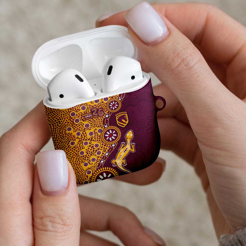 Brisbane Broncos NAIDOC Week 2026 AirPods Case Aboriginal Lizard Dot Painting - 50 Years of Deadly