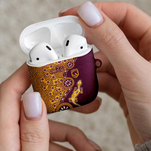Brisbane Broncos NAIDOC Week 2026 AirPods Case Aboriginal Lizard Dot Painting - 50 Years of Deadly