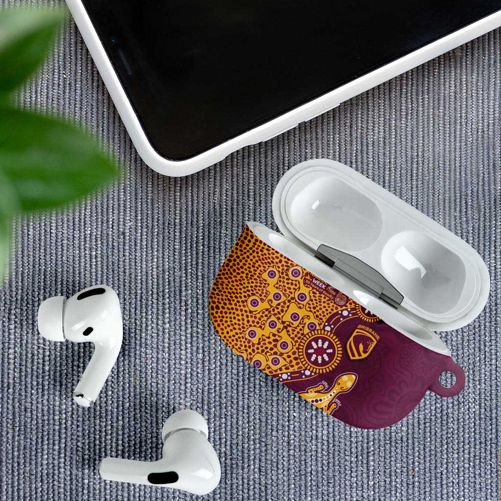Brisbane Broncos NAIDOC Week 2026 AirPods Case Aboriginal Lizard Dot Painting - 50 Years of Deadly