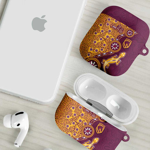 Brisbane Broncos NAIDOC Week 2026 AirPods Case Aboriginal Lizard Dot Painting - 50 Years of Deadly