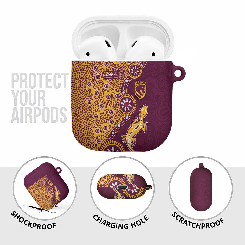 Brisbane Broncos NAIDOC Week 2026 AirPods Case Aboriginal Lizard Dot Painting - 50 Years of Deadly