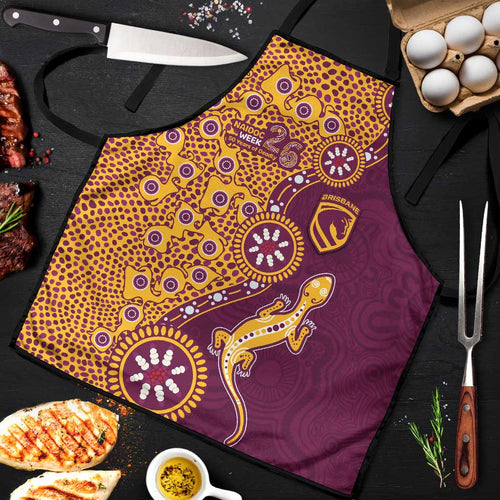 Brisbane Broncos NAIDOC Week 2026 Apron Aboriginal Lizard Dot Painting - 50 Years of Deadly