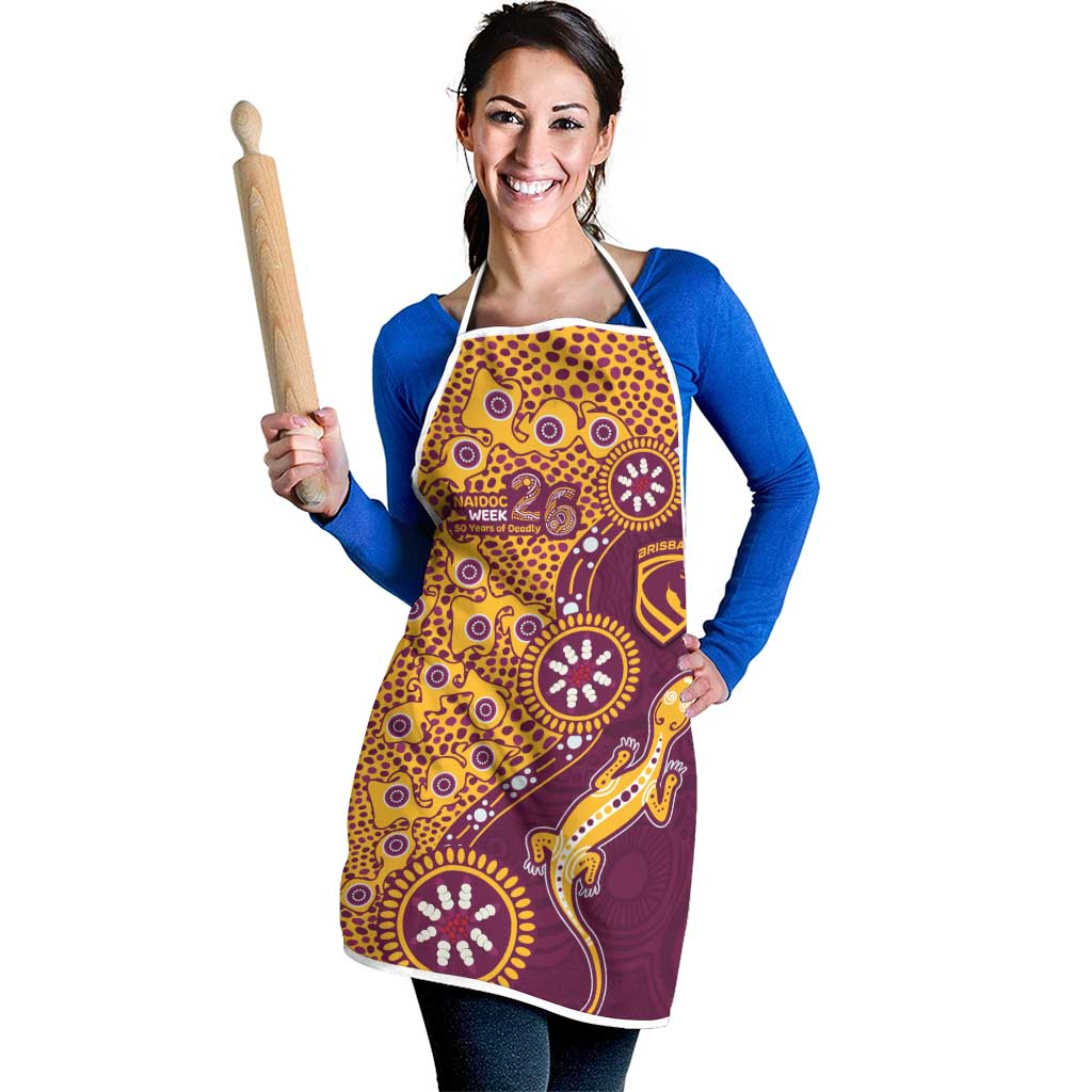 Brisbane Broncos NAIDOC Week 2026 Apron Aboriginal Lizard Dot Painting - 50 Years of Deadly