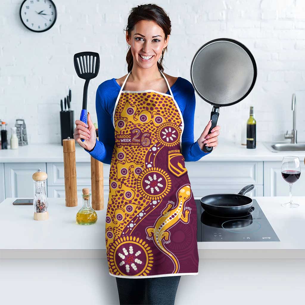 Brisbane Broncos NAIDOC Week 2026 Apron Aboriginal Lizard Dot Painting - 50 Years of Deadly