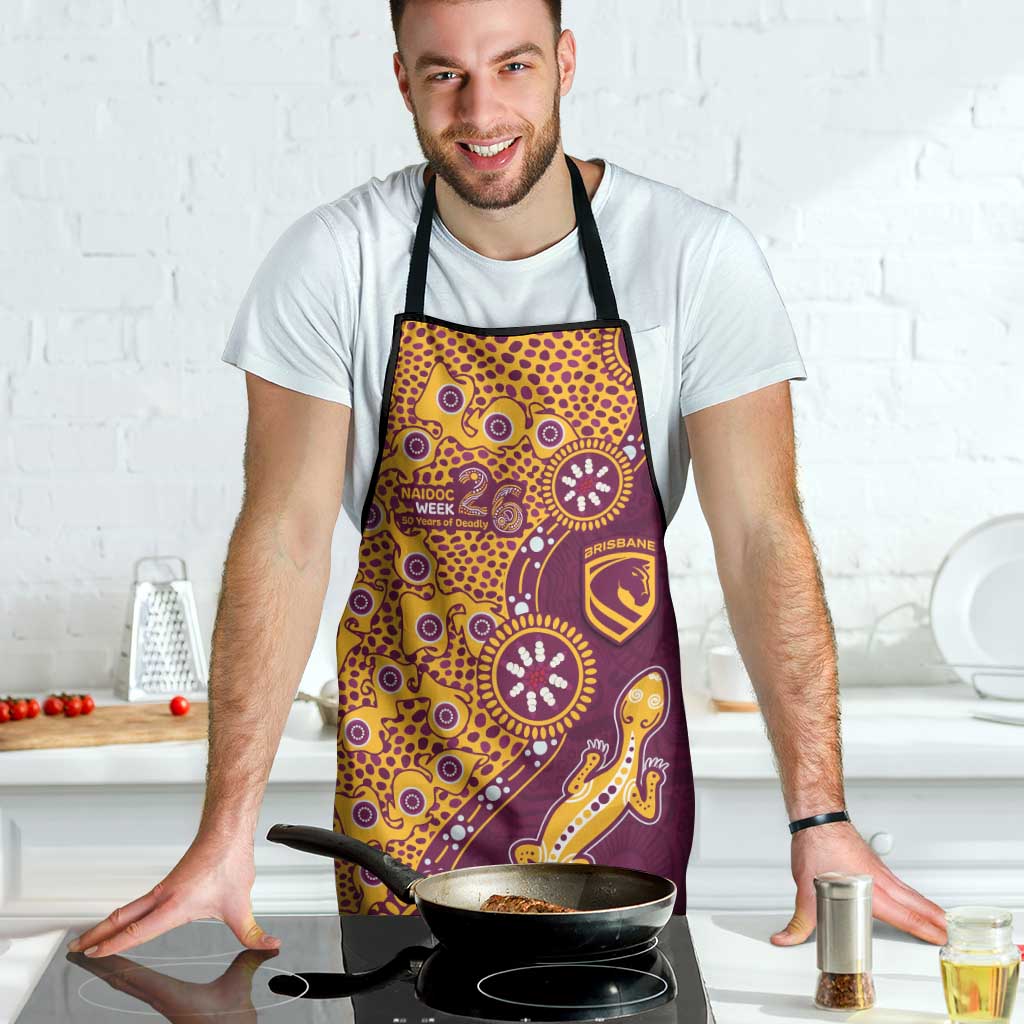 Brisbane Broncos NAIDOC Week 2026 Apron Aboriginal Lizard Dot Painting - 50 Years of Deadly