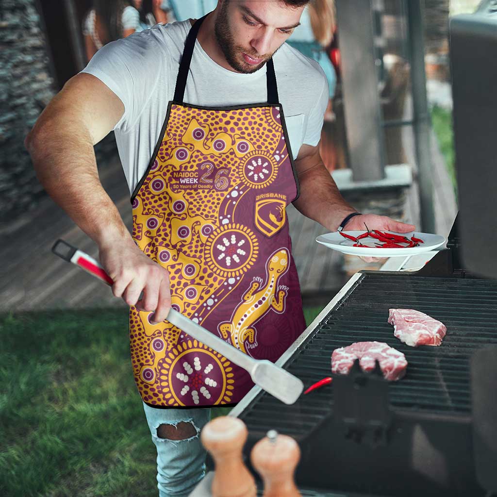 Brisbane Broncos NAIDOC Week 2026 Apron Aboriginal Lizard Dot Painting - 50 Years of Deadly