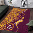 Brisbane Broncos NAIDOC Week 2026 Area Rug Aboriginal Lizard Dot Painting - 50 Years of Deadly