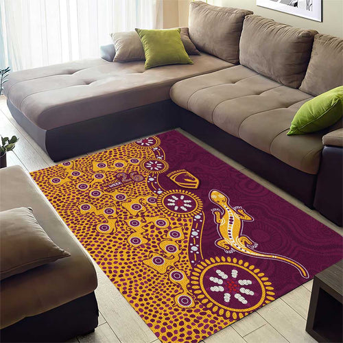Brisbane Broncos NAIDOC Week 2026 Area Rug Aboriginal Lizard Dot Painting - 50 Years of Deadly