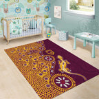 Brisbane Broncos NAIDOC Week 2026 Area Rug Aboriginal Lizard Dot Painting - 50 Years of Deadly