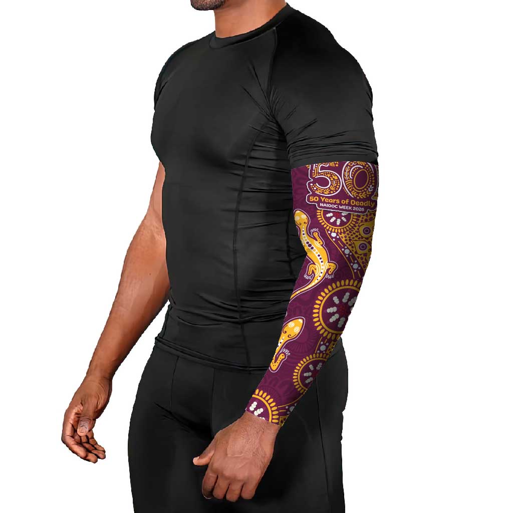 Brisbane Broncos NAIDOC Week 2026 Arm Sleeves Aboriginal Lizard Dot Painting - 50 Years of Deadly