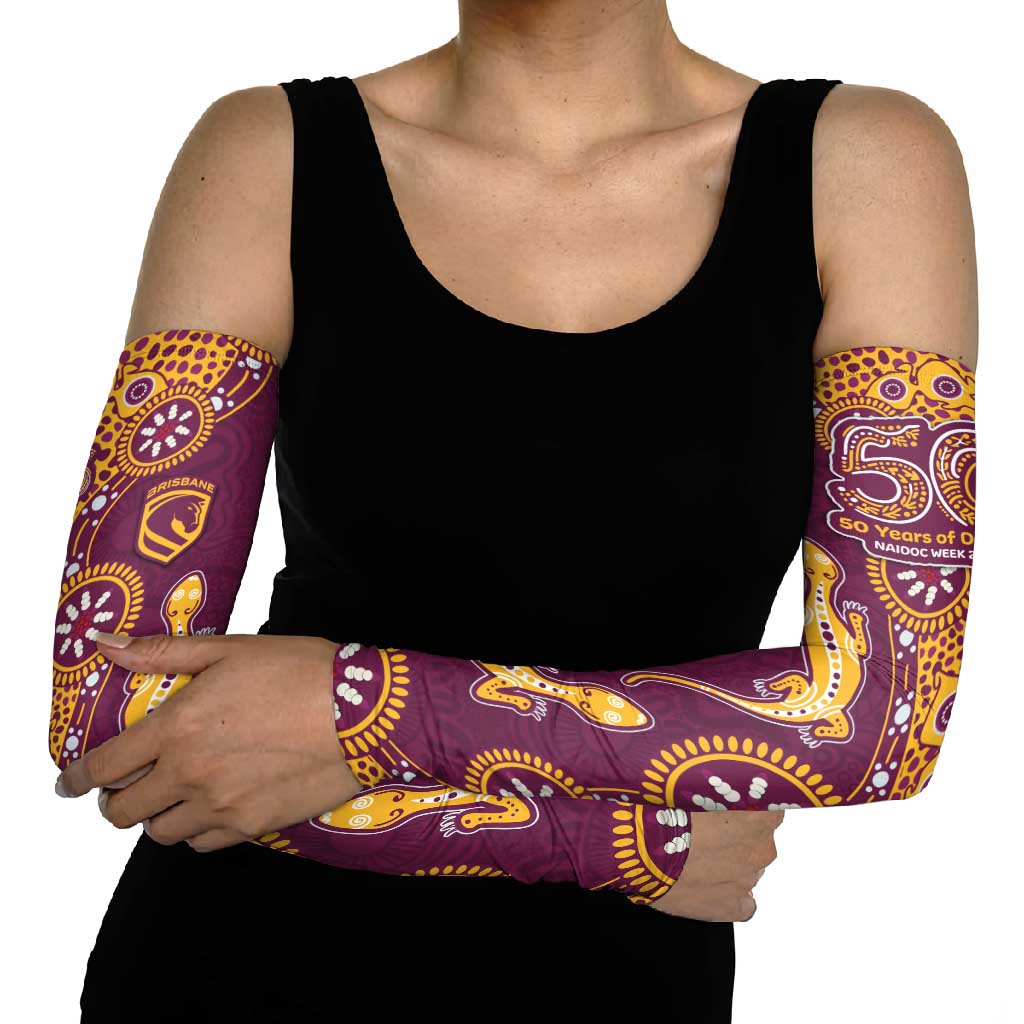 Brisbane Broncos NAIDOC Week 2026 Arm Sleeves Aboriginal Lizard Dot Painting - 50 Years of Deadly